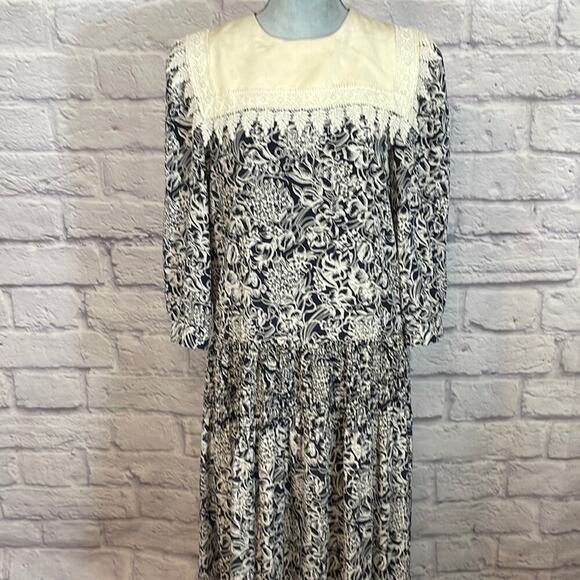 Vintage 80’s drop waist maxi dress - Picture 1 of 9